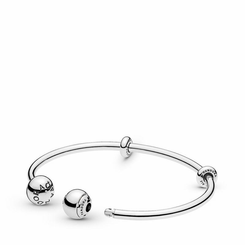 Pandora Moments Open Bangle - Sterling Silver/Silicone - Canada | ED8956YJ